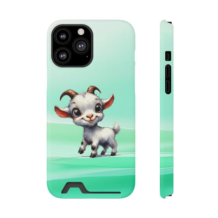 EnchantGuard Phone Case with Card Holder: Style Meets Functionality - Goat