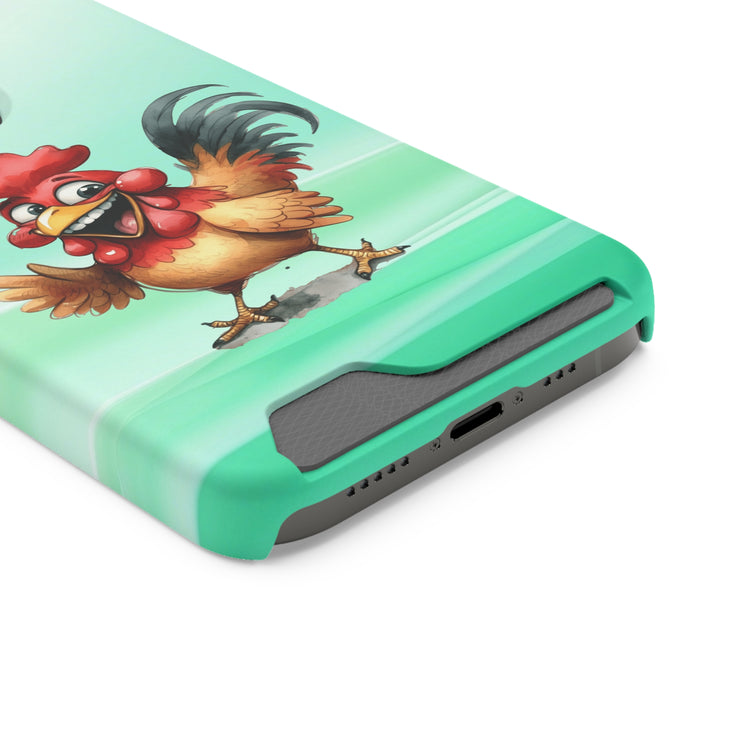 EnchantGuard Phone Case with Card Holder: Style Meets Functionality - Rooster