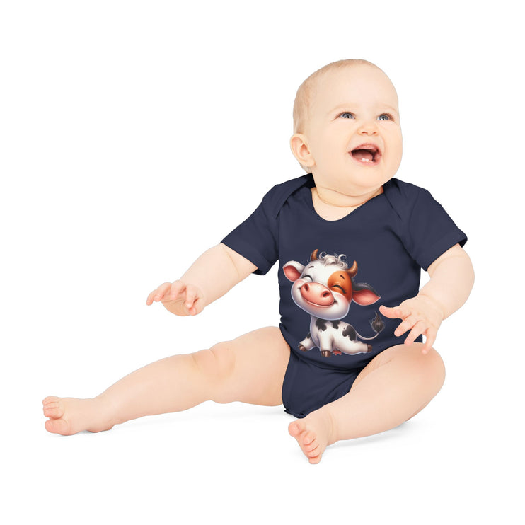 SnuggleNest Organic Baby Bodysuit (Short Sleeves)  Cow