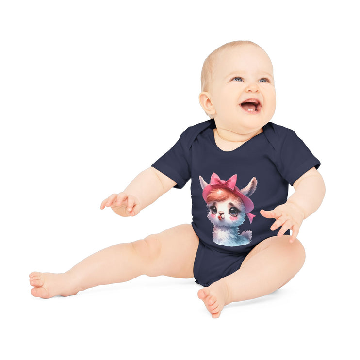 SnuggleNest Organic Baby Bodysuit (Short Sleeves) Lama