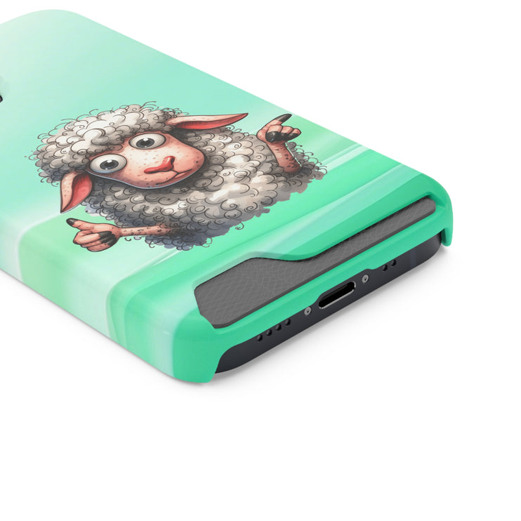 EnchantGuard Phone Case with Card Holder: Style Meets Functionality - Sheep