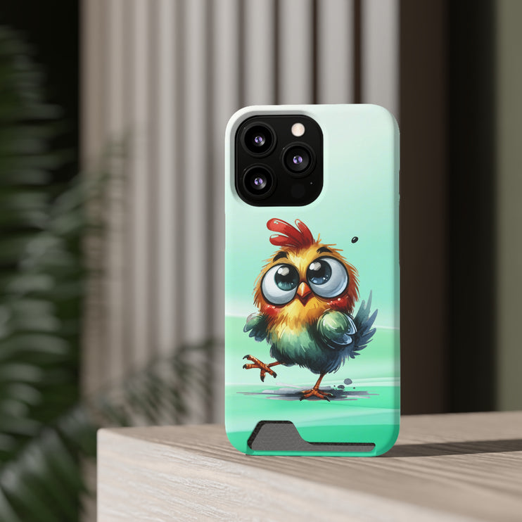 EnchantGuard Phone Case with Card Holder: Style Meets Functionality - Chicken