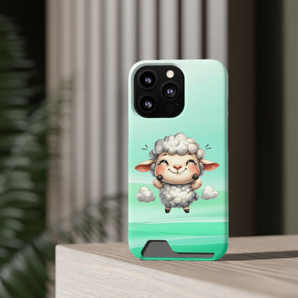 EnchantGuard Phone Case with Card Holder: Style Meets Functionality - Sheep