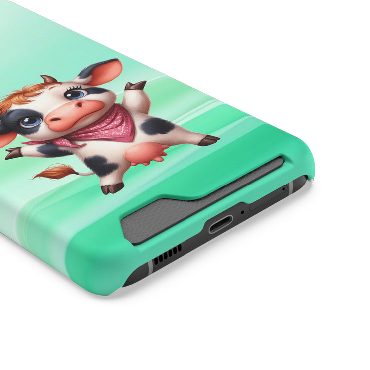 EnchantGuard Phone Case with Card Holder: Style Meets Functionality - Cow