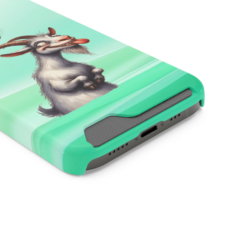 EnchantGuard Phone Case with Card Holder: Style Meets Functionality - Goat