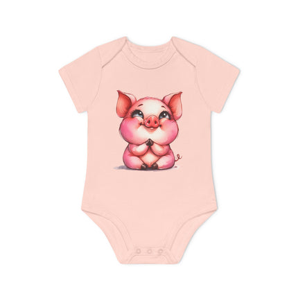 SnuggleNest Organic Baby Bodysuit (Short Sleeves) Pig