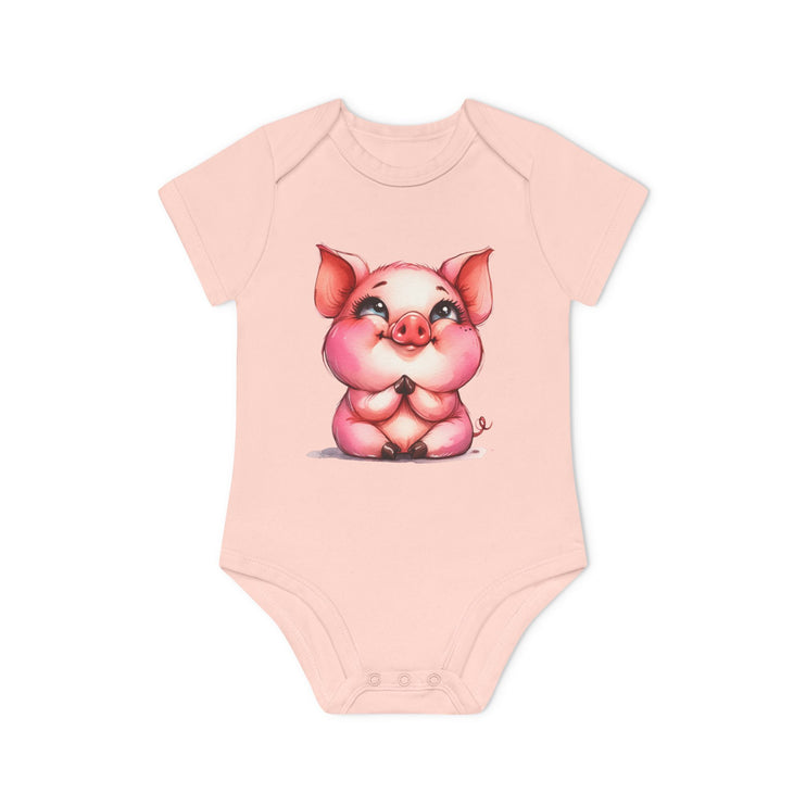 SnuggleNest Organic Baby Bodysuit (Short Sleeves) Pig