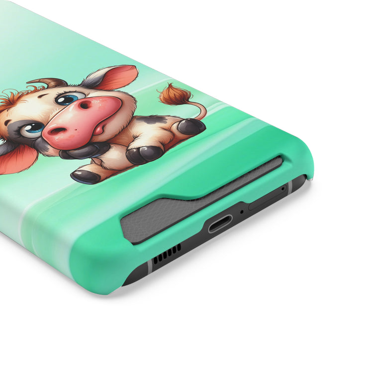 EnchantGuard Phone Case with Card Holder: Style Meets Functionality - Cow