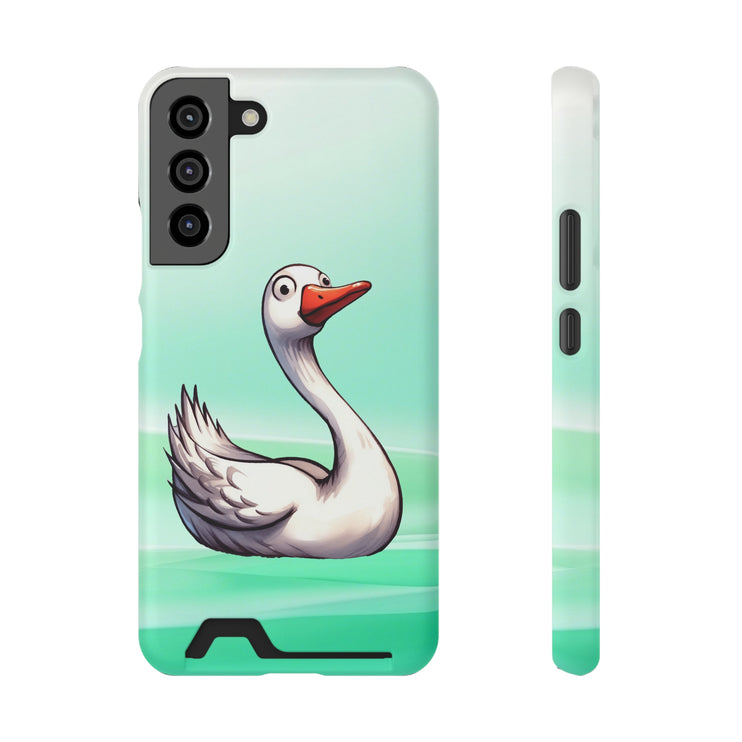 EnchantGuard Phone Case with Card Holder: Style Meets Functionality - Swan