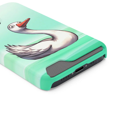 EnchantGuard Phone Case with Card Holder: Style Meets Functionality - Swan