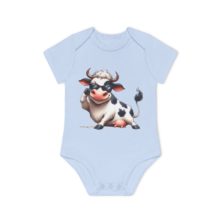 SnuggleNest Organic Baby Bodysuit (Short Sleeves) Cow