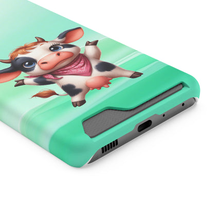 EnchantGuard Phone Case with Card Holder: Style Meets Functionality - Cow