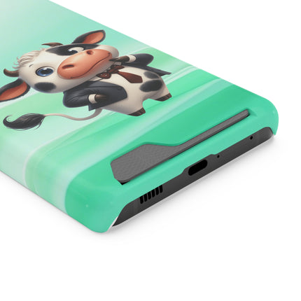 EnchantGuard Phone Case with Card Holder: Style Meets Functionality - Cow