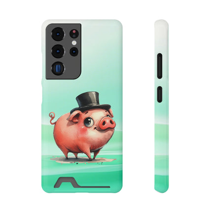 EnchantGuard Phone Case with Card Holder: Style Meets Functionality - Pig