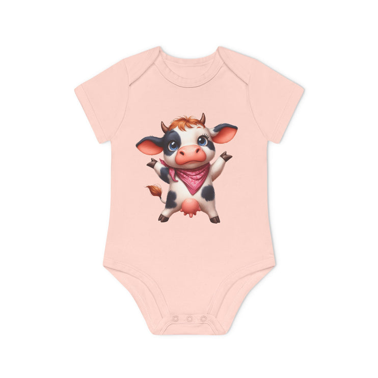 SnuggleNest Organic Baby Bodysuit (Short Sleeves) Cow