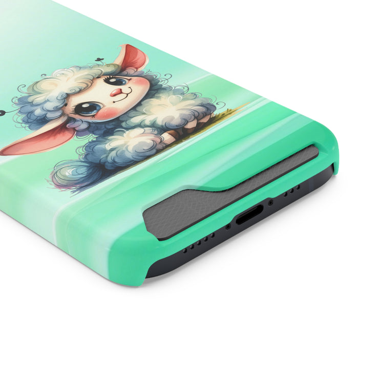 EnchantGuard Phone Case with Card Holder: Style Meets Functionality - Sheep