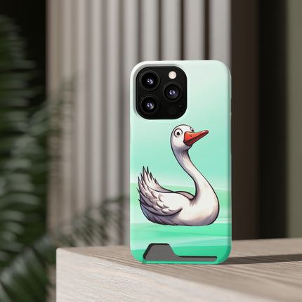 EnchantGuard Phone Case with Card Holder: Style Meets Functionality - Swan