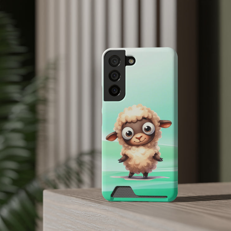 EnchantGuard Phone Case with Card Holder: Style Meets Functionality - Sheep