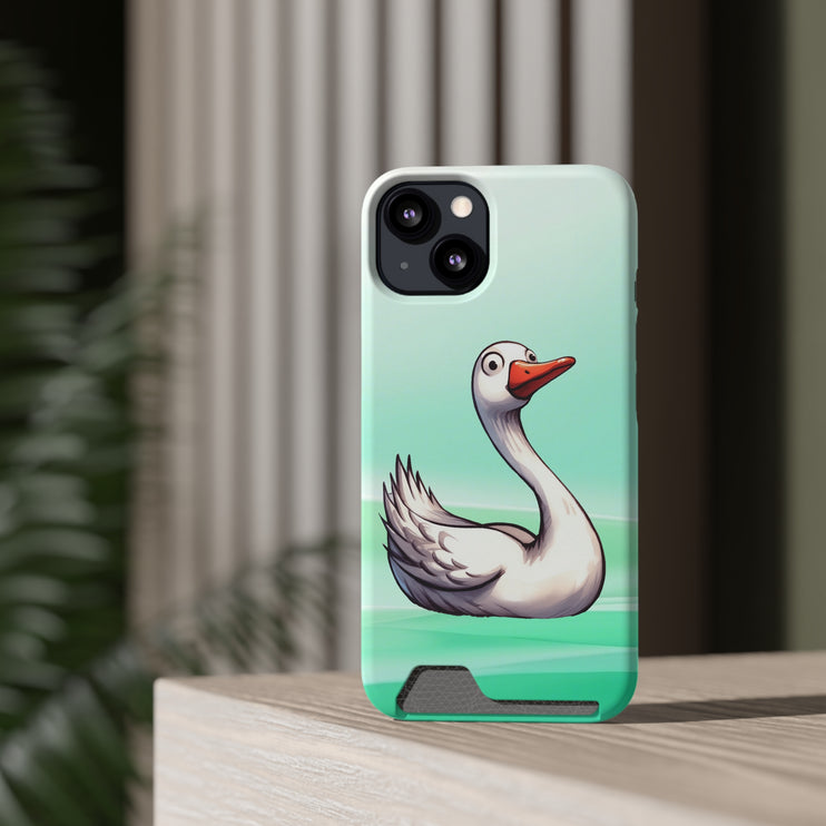 EnchantGuard Phone Case with Card Holder: Style Meets Functionality - Swan