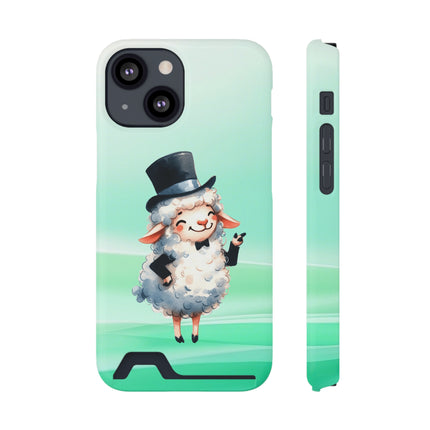 EnchantGuard Phone Case with Card Holder: Style Meets Functionality - Sheep