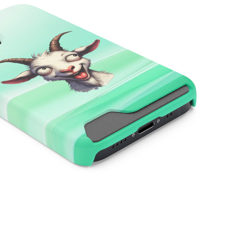 EnchantGuard Phone Case with Card Holder: Style Meets Functionality - Goat