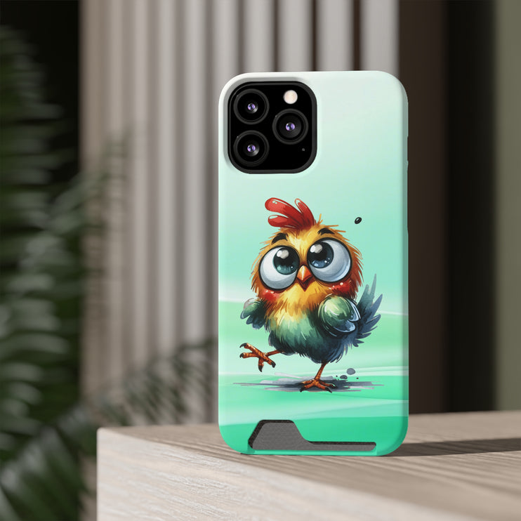 EnchantGuard Phone Case with Card Holder: Style Meets Functionality - Chicken