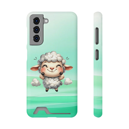 EnchantGuard Phone Case with Card Holder: Style Meets Functionality - Sheep