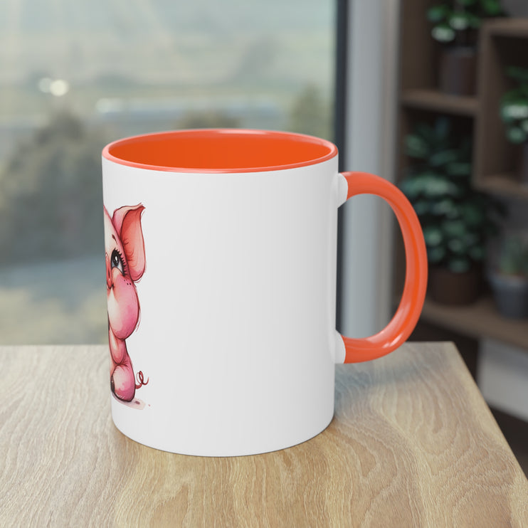 Harmony Two-Tone Coffee Mug: Sip in Style, Revel in Comfort - Pig