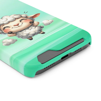 EnchantGuard Phone Case with Card Holder: Style Meets Functionality - Sheep