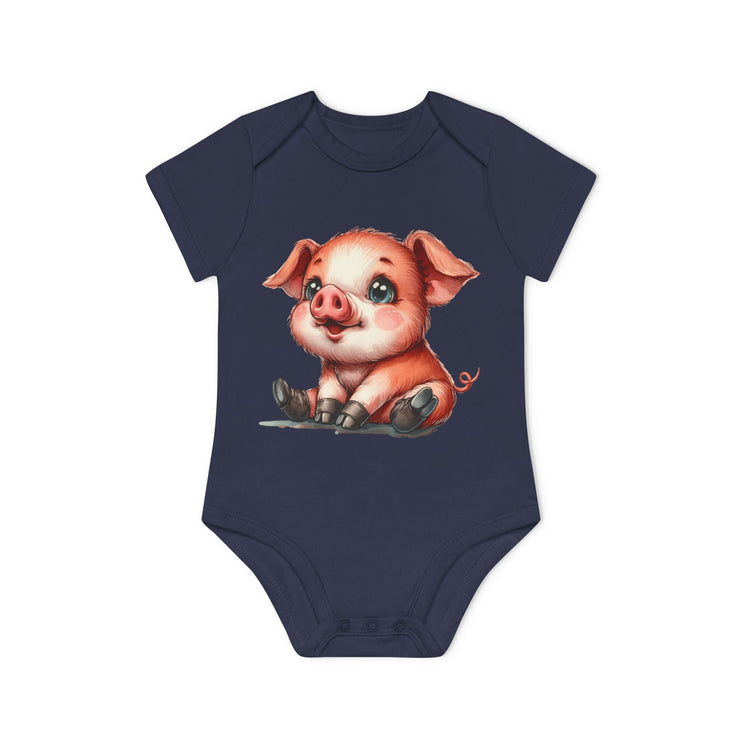 SnuggleNest Organic Baby Bodysuit (Short Sleeves) Pig