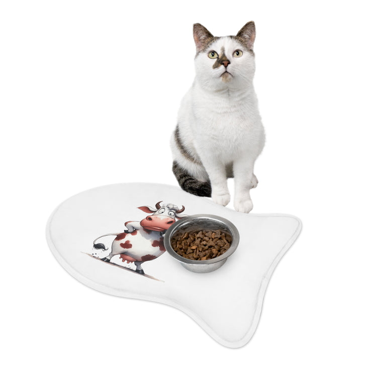 CharmPaws Pet Feeding Mats: Keep Mealtime Mess-Free & Stylish! - Cow