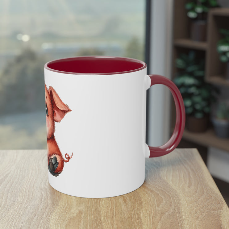 Harmony Two-Tone Coffee Mug: Sip in Style, Revel in Comfort - Pig