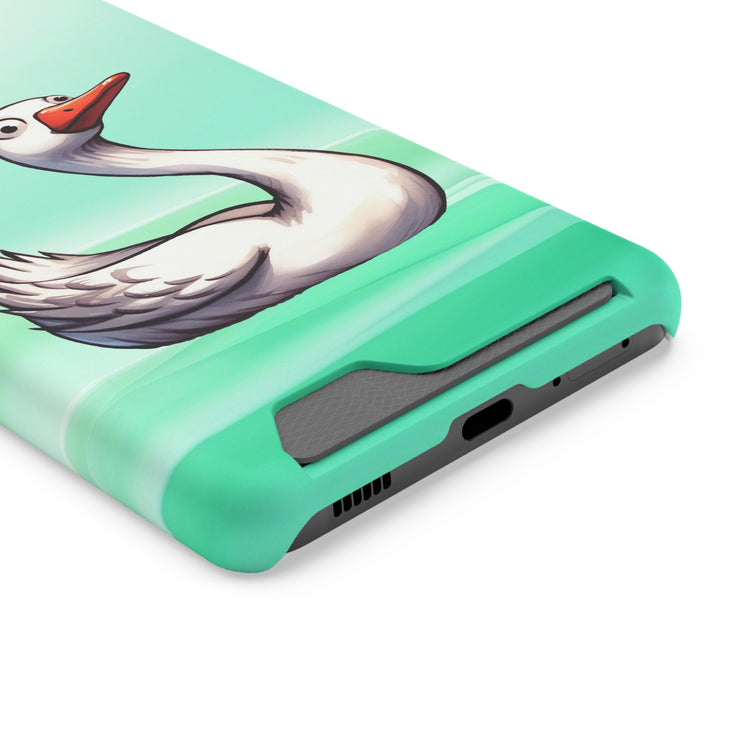 EnchantGuard Phone Case with Card Holder: Style Meets Functionality - Swan