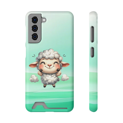 EnchantGuard Phone Case with Card Holder: Style Meets Functionality - Sheep