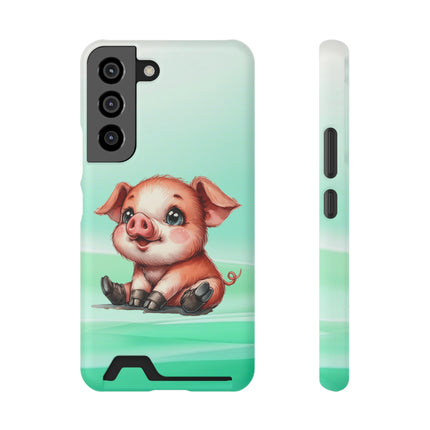 EnchantGuard Phone Case with Card Holder: Style Meets Functionality - Pig