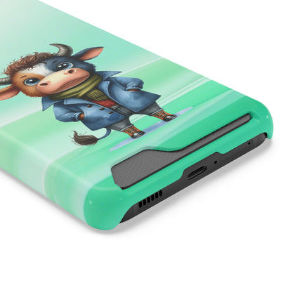 EnchantGuard Phone Case with Card Holder: Style Meets Functionality - Cow