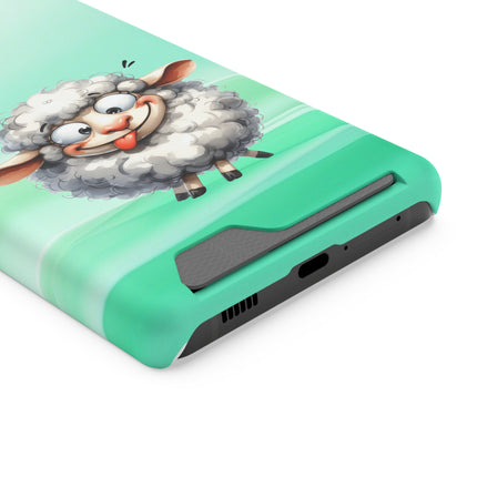 EnchantGuard Phone Case with Card Holder: Style Meets Functionality - Sheep