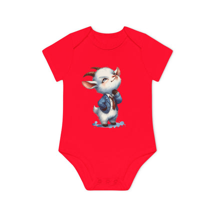 SnuggleNest Organic Baby Bodysuit (Short Sleeves) Goat