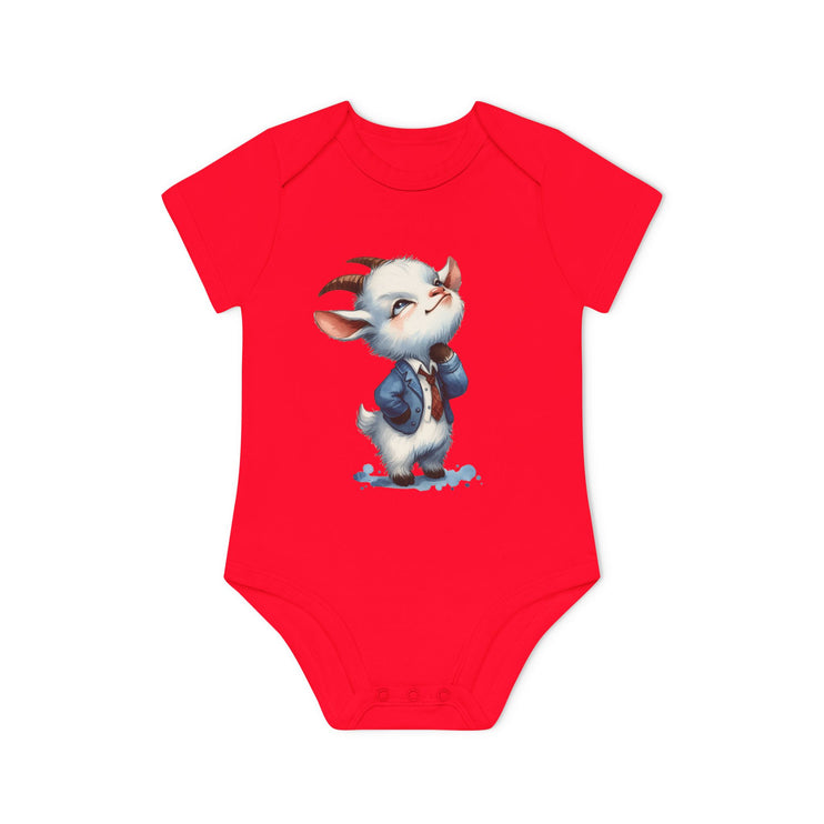 SnuggleNest Organic Baby Bodysuit (Short Sleeves) Goat