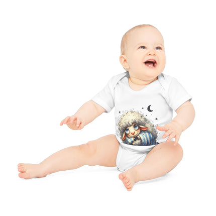 SnuggleNest Organic Baby Bodysuit (Short Sleeves) Sheep