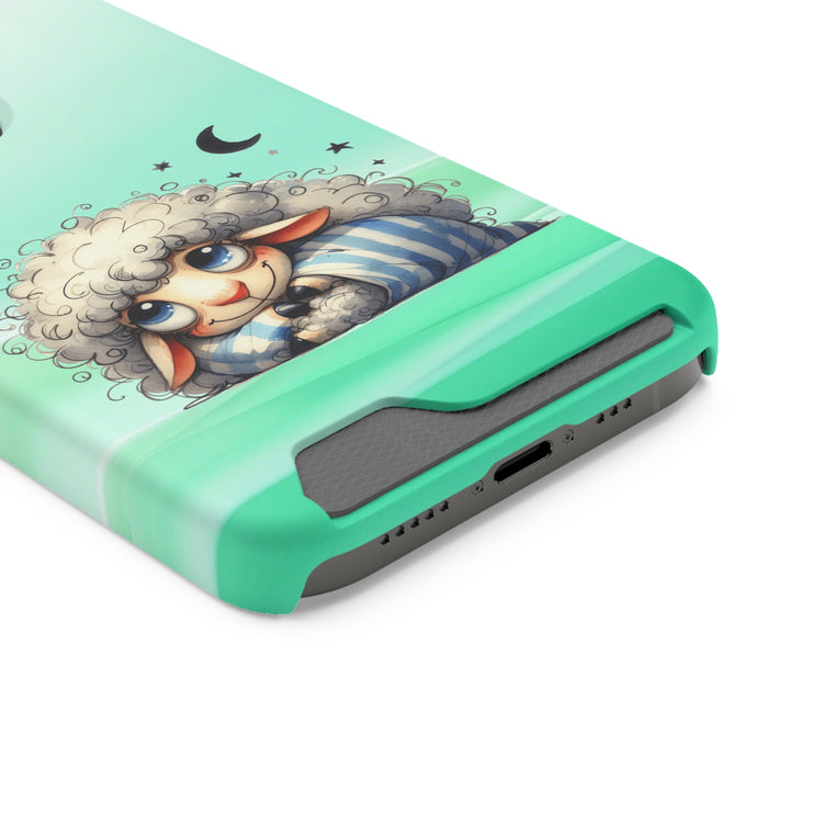 EnchantGuard Phone Case with Card Holder: Style Meets Functionality - Sheep