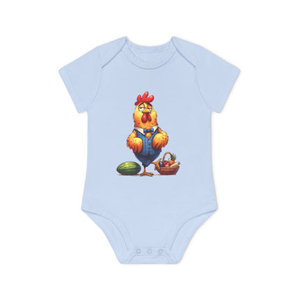 SnuggleNest Organic Baby Bodysuit (Short Sleeves) Rooster