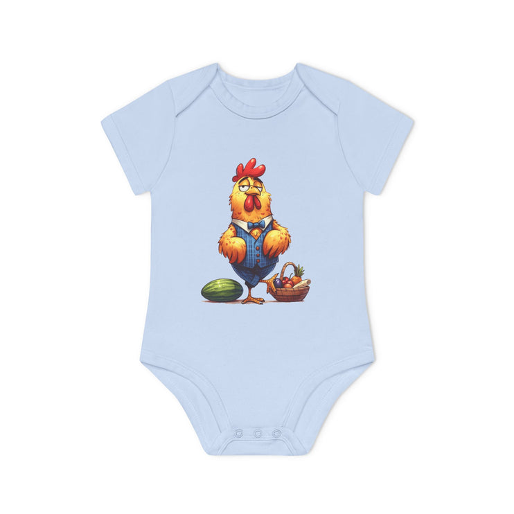 SnuggleNest Organic Baby Bodysuit (Short Sleeves) Rooster