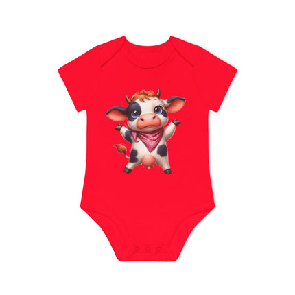 SnuggleNest Organic Baby Bodysuit (Short Sleeves) Cow