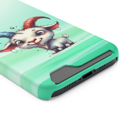 EnchantGuard Phone Case with Card Holder: Style Meets Functionality - Goat