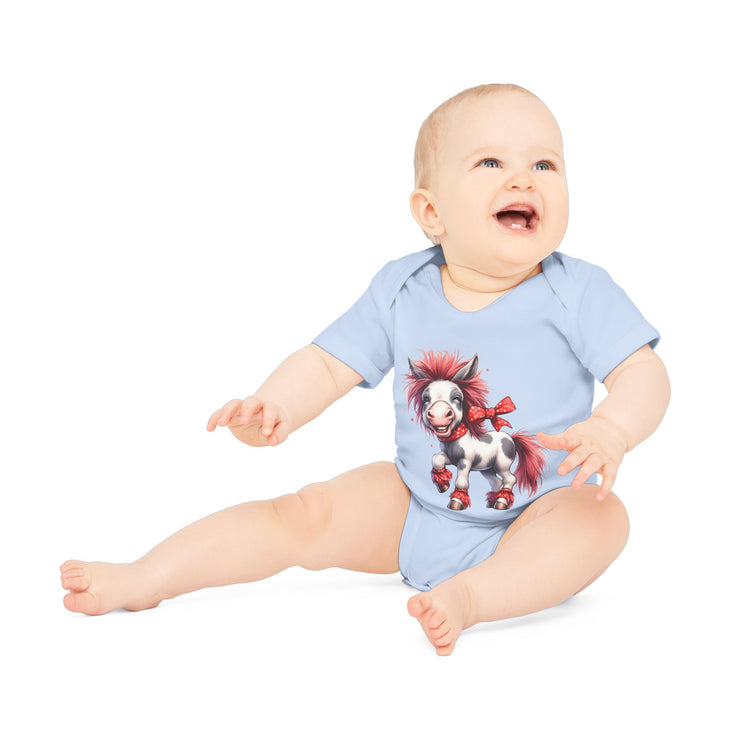 SnuggleNest Organic Baby Bodysuit (Short Sleeves) Horse