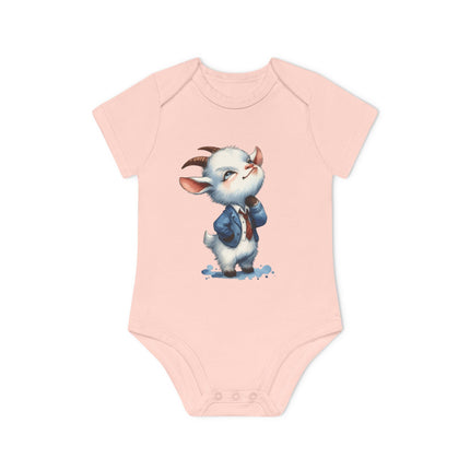 SnuggleNest Organic Baby Bodysuit (Short Sleeves) Goat