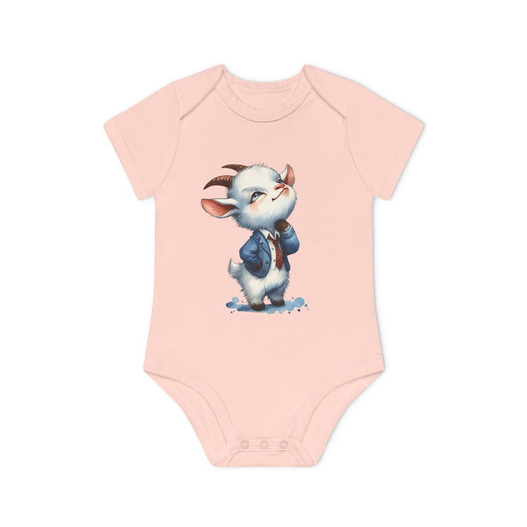 SnuggleNest Organic Baby Bodysuit (Short Sleeves) Goat