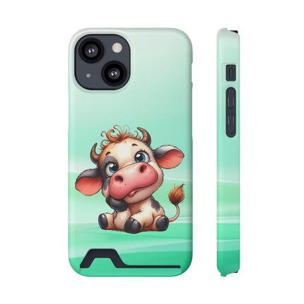 EnchantGuard Phone Case with Card Holder: Style Meets Functionality - Cow