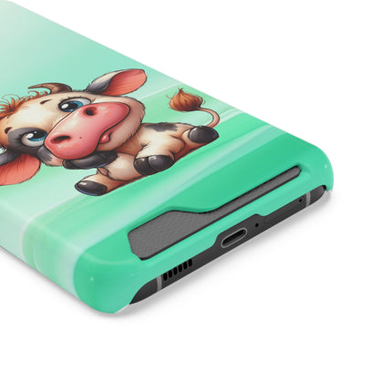 EnchantGuard Phone Case with Card Holder: Style Meets Functionality - Cow